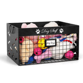 Bfttlity dog toy basket front view highlighting spacious interior for organized storage.