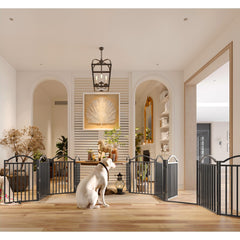 BHG freestanding gate with door walk-through in indoor setting
