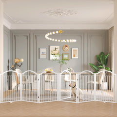 BHG metal no-assembly freestanding dog gate, front view, easy setup.