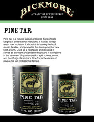 Display of Bickmore Pine Tar used on wood for outdoor treatment
