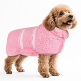 Bienbee dog bathrobe pink front view, quick-drying comfort after baths