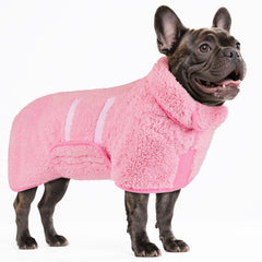 Bienbee dog bathrobe pink M on a dog after bath for quick drying