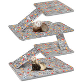 Bienbee Ferret Cage Liner with gray mushroom print for a cozy, stylish cage.