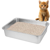 BierBear stainless steel litter box front view showing spacious interior for big cats.