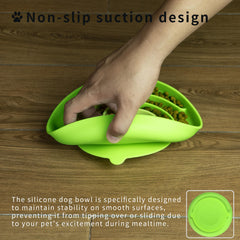 Bifeaw orange slow-feeder dog bowl close-up highlighting non-slip base and silicone material.