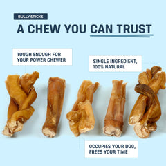Big Lu 2-4in bully sticks — ideal for strong chewers and dental engagement