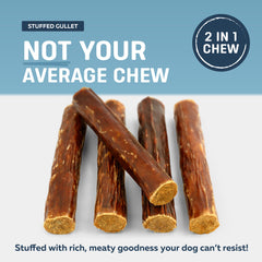 Big Lu Beef Gullet Stick showing chewy center ideal for long-lasting entertainment.