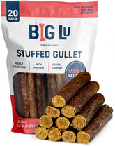 Big Lu beef gullet sticks packaging close-up showing all-natural ingredients