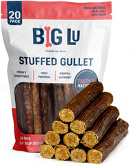 Big Lu beef gullet sticks packaging close-up showing all-natural ingredients
