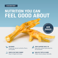 Natural glucosamine and chondroitin in Big Lu chicken feet dog chews for joints.