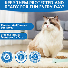 BiKontrun tablets close-up, broad-spectrum worm treatment for cats.