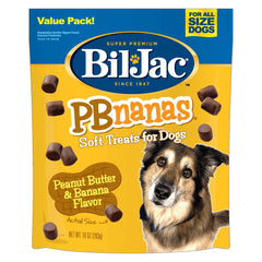 Bil-Jac PB-Nanas soft dog treats 2-pack, peanut butter and banana flavor for training rewards.