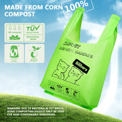 Bilibara compostable cat poop bags, HOME COMPOST certified for responsible disposal.