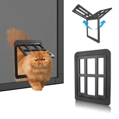 Billionchains cat screen door flap on outer frame enables easy pet access.