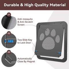Billionchains door installation steps with screws for secure mounting on screen.