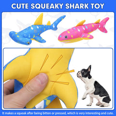 BINGPET blue floating shark toy in water for buoyant dog fun.