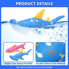 BINGPET pink floating shark toy in water for easy visibility during play.