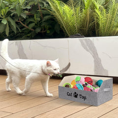 BinWhiz cat toy bin handles closeup for easy transport