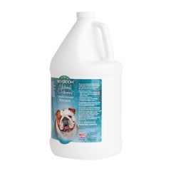 Bio-Groom Oatmeal Dog Shampoo close-up label emphasizing USA-made, cruelty-free formula.