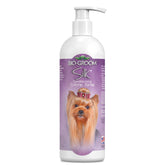 Bio-Groom Silk Creme Rinse bottle showing detangling benefits for dogs.