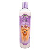 Bio-Groom Silk Creme Rinse bottle demonstrates gentle, residue-free conditioning for dogs