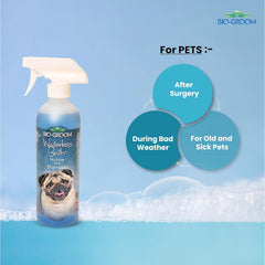 Bio-Groom Waterless Dog Shampoo spray application for mess-free grooming.