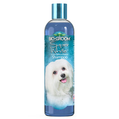 Bio-Groom Super Whitening Dog Shampoo bottle with rich lather for brighter coats