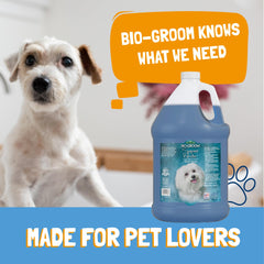 Bio-Groom Super Whitening Dog Shampoo pour demonstrates quick rinse for busy days