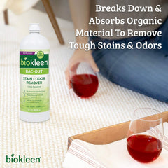 Biokleen Bac-Out Stain and Odor Remover on carpet spot shows powerful odor removal.