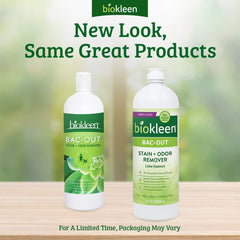 Biokleen Bac-Out Stain and Odor Remover spray-action demonstrates easy application for pet accidents.