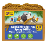 Birds LOVE 5lbs economy millet sprayβwhole, stem-free tops designed for easy feeding and natural foraging.