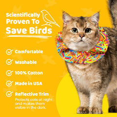 Birdsbesafe Geodelic collar cover features reflective trim for night safety.