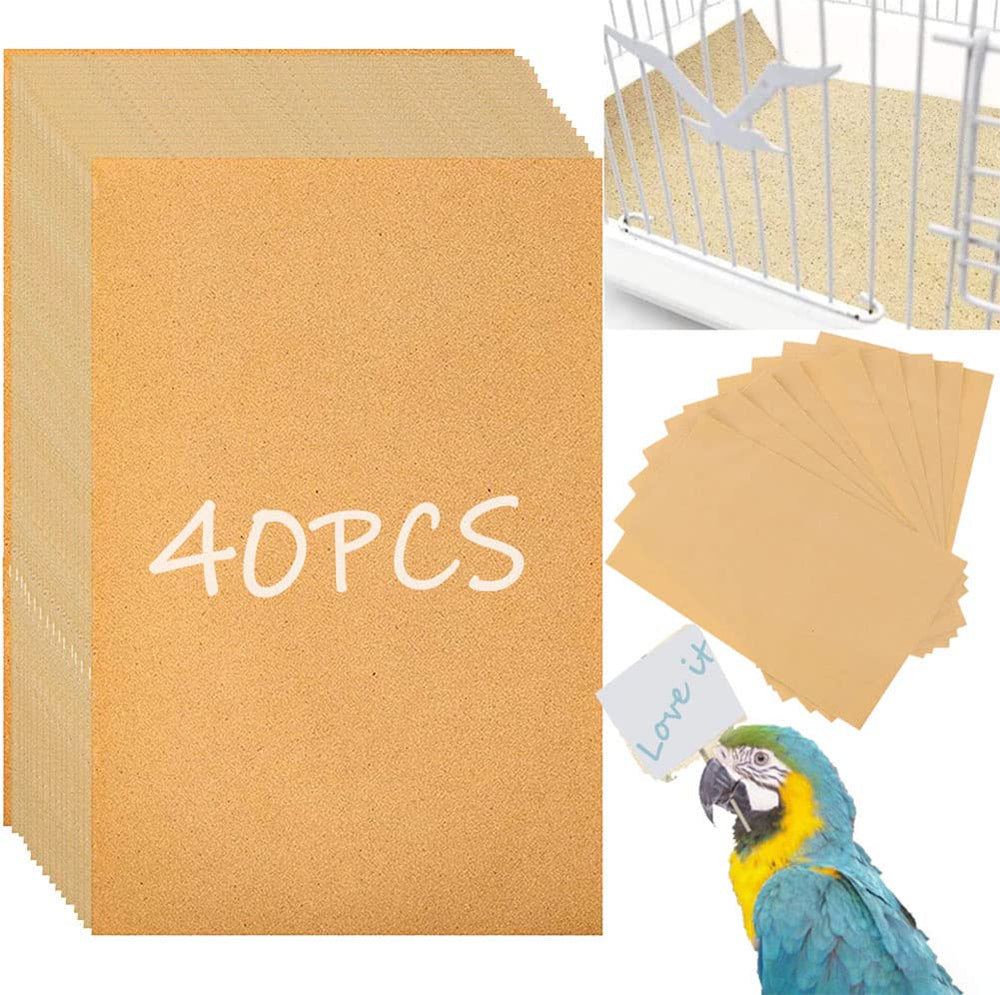 Birheatry gravel paper 40-piece pack for 11x17 cages keeps bedding clean.