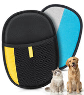 Bispoy pet hair removal glove front view; lifts hair quickly from fabrics.