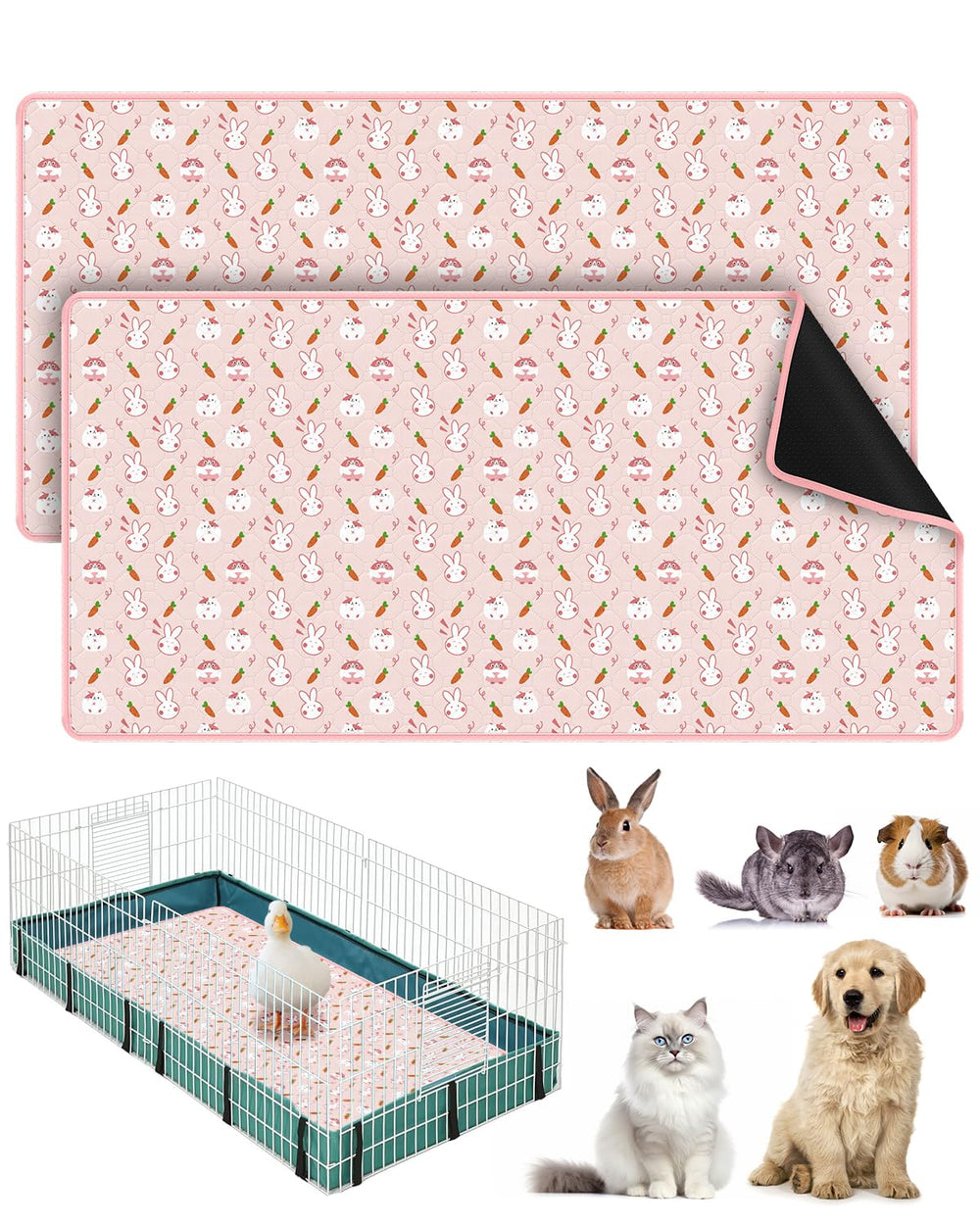 Bissap two-pack guinea pig cage liners fit 47x24 inches for a dry, clean enclosure.