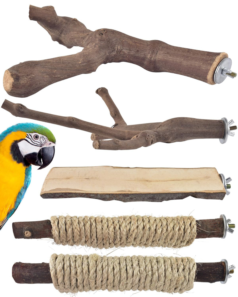 Bissap natural grapevine bird perch with textured surface for foot exercise and exploration