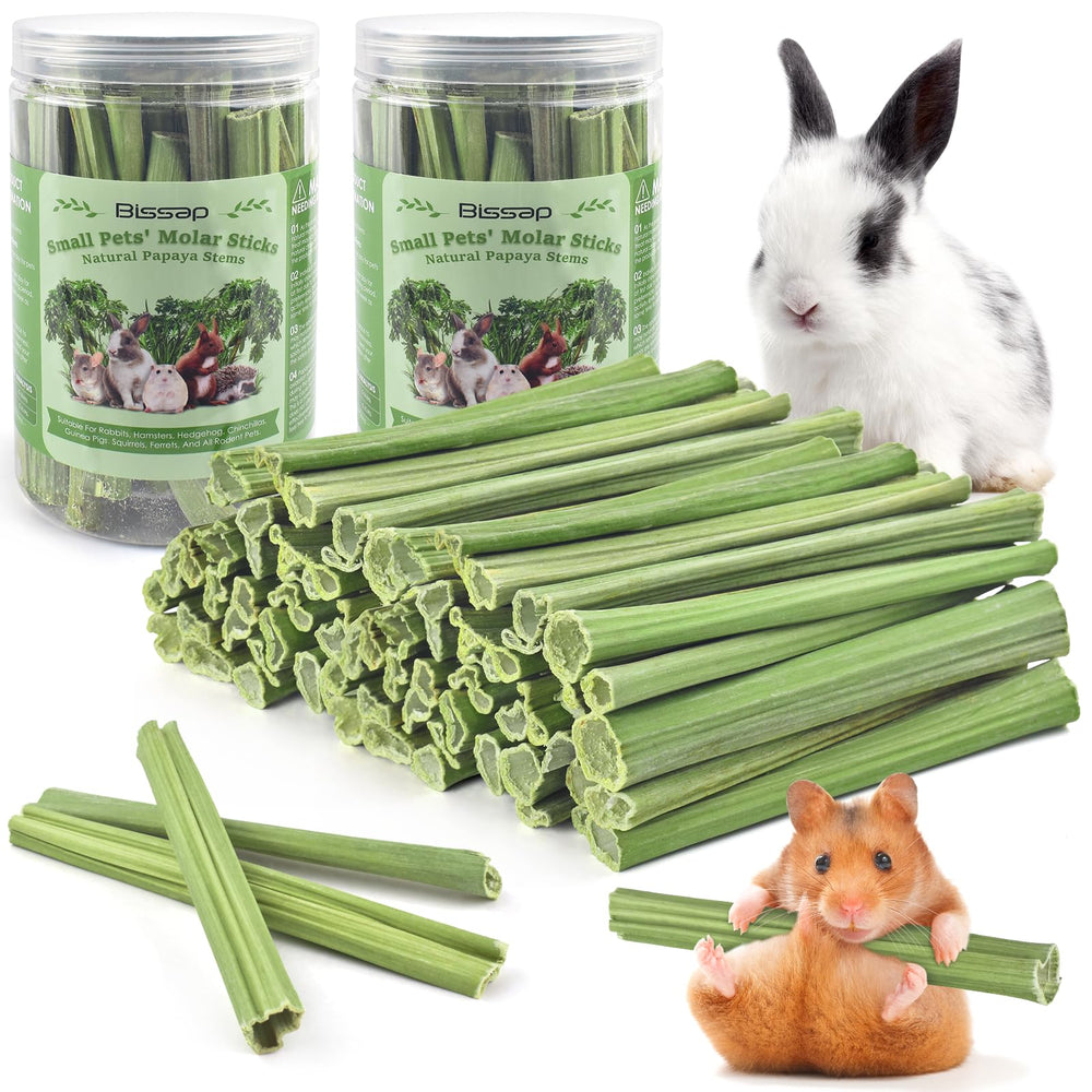 Bissap Rabbit Chew Sticks papaya stem for natural dental wear and digestion.