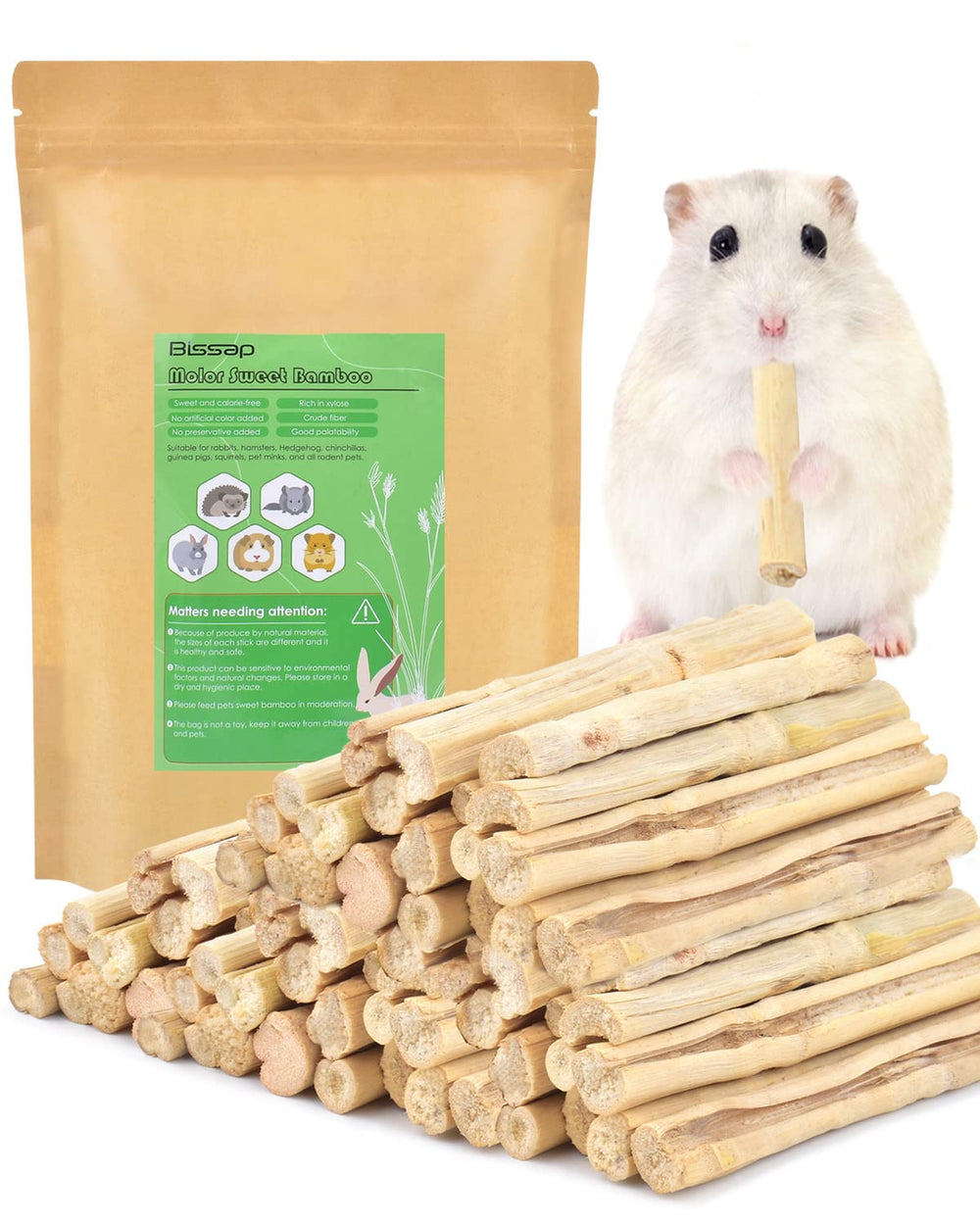 Bissap bamboo chew stick for rabbits with dental wear benefits