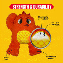 Bite Force orange monster dog toy large size fits big breeds for durable fun.