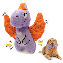 Bite Force purple dino squeaker toy for engaging aggressive chewers indoors