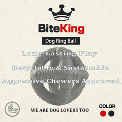 Close-up of BiteKing ball built for aggressive chewers with sturdy construction.