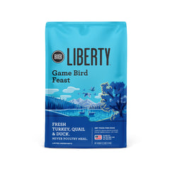 BIXBI Liberty ancient grains dry dog food bag front showing wholesome ingredients for balanced nutrition.