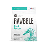 BIXBI Liberty Duck Rawbble packaging showcases freeze-dried nutrition without refrigeration.