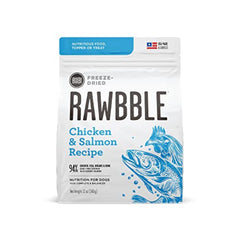 BIXBI Liberty freeze-dried topper chicken-salmon bites in bowl for protein boost