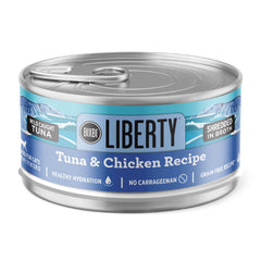 BIXBI Liberty tuna-chicken minced in broth for palatability and hydration.