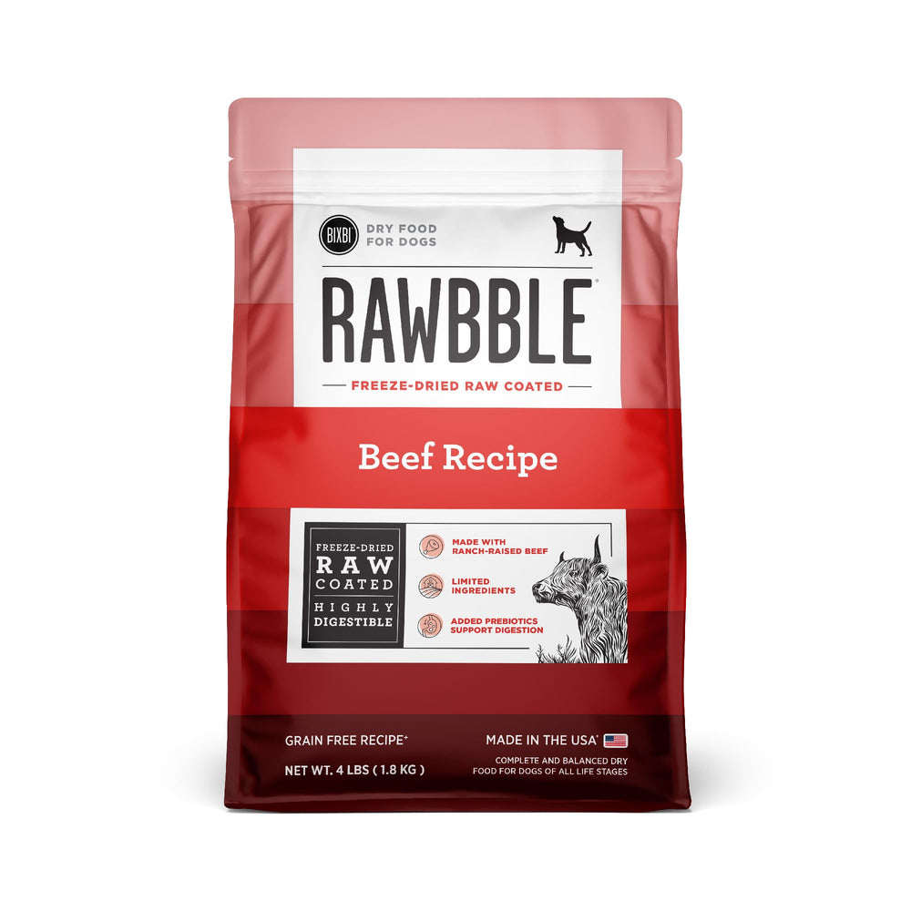 BIXBI Rawbble beef coating close-up shows enhanced palatability.