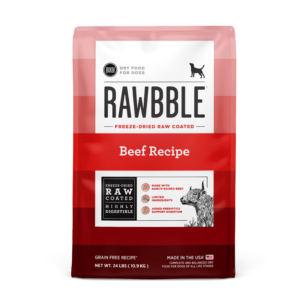 BIXBI Rawbble freeze-dried beef coating provides a protein boost for dogs