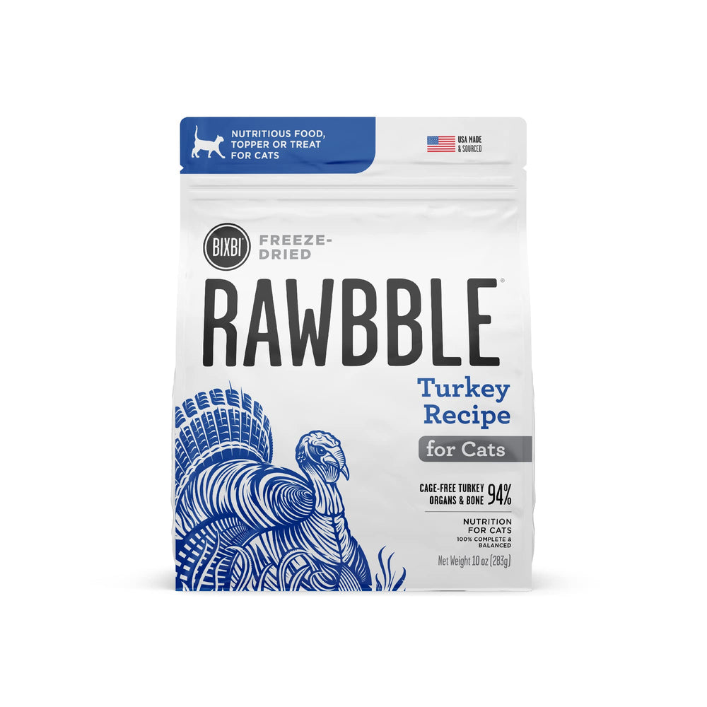 BIXBI Rawbble turkey pieces for a protein-rich cat meal