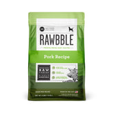 BIXBI Rawbble pork-first bite shows fresh pork protein for lean muscle support
