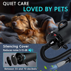 Blanlody High Velocity Dog Dryer extended hose for flexible grooming angles.